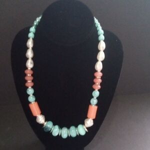 Paparazzi Coral and Turquoise Beaded Necklace